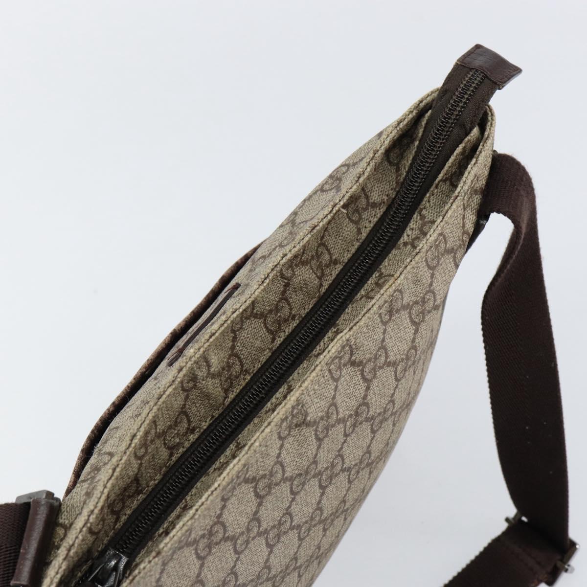 GUCCI GG Supreme Shoulder Bag PVC Beige Silver 141626 Auth ep12076