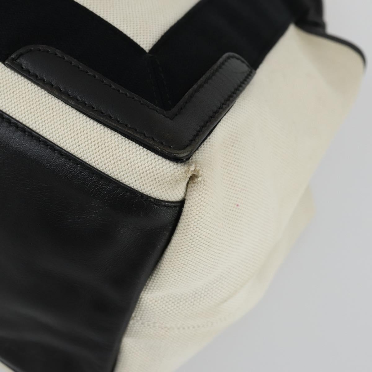 BALENCIAGA Navy Cabas S Hand Bag Canvas Black White 339933 Auth ep12080