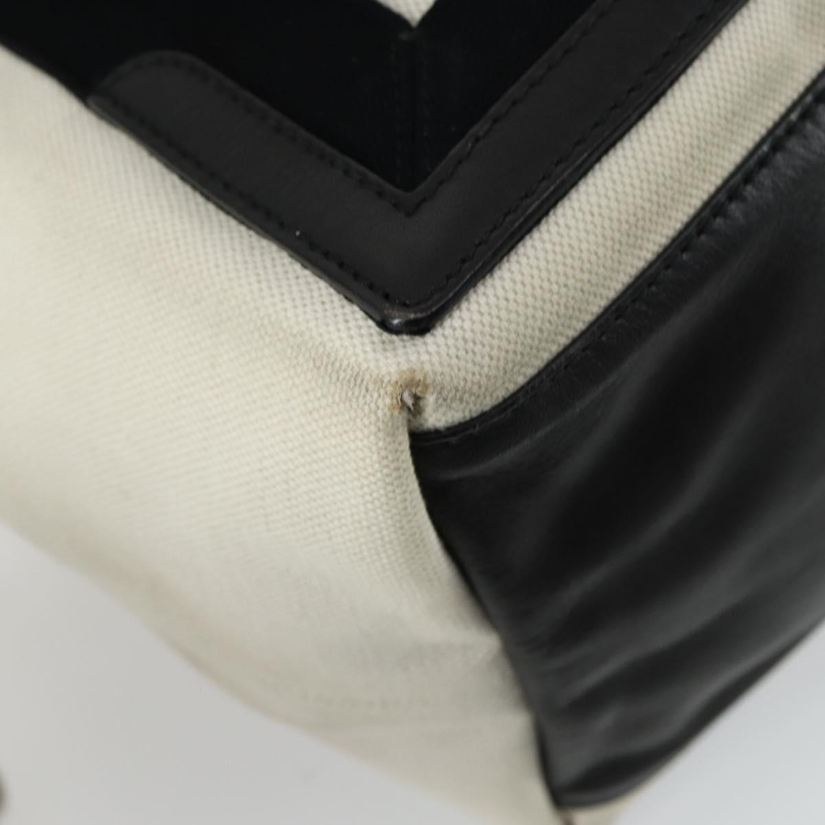 BALENCIAGA Navy Cabas S Hand Bag Canvas Black White 339933 Auth ep12080