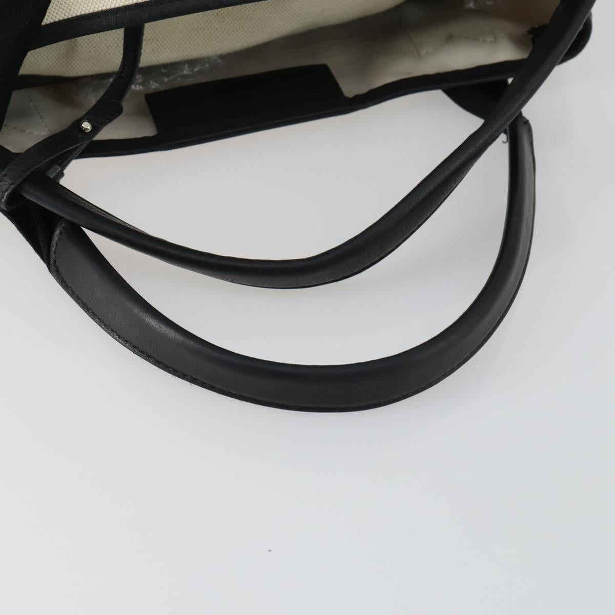 BALENCIAGA Navy Cabas S Hand Bag Canvas Black White 339933 Auth ep12080