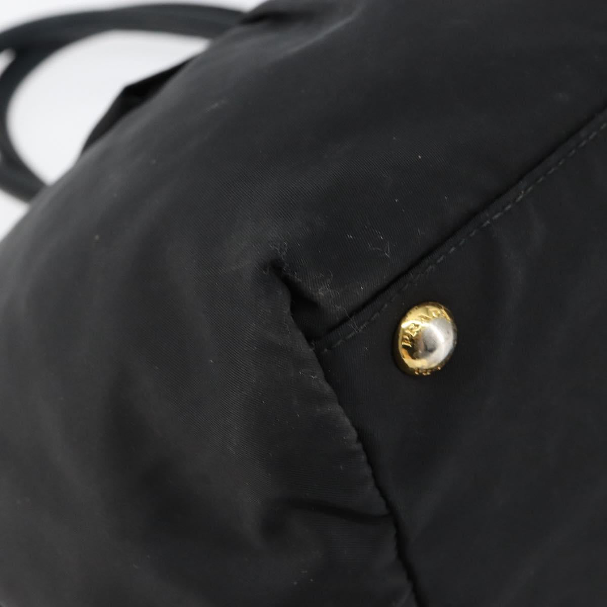 PRADA Hand Bag Nylon Black Gold Auth ep12082