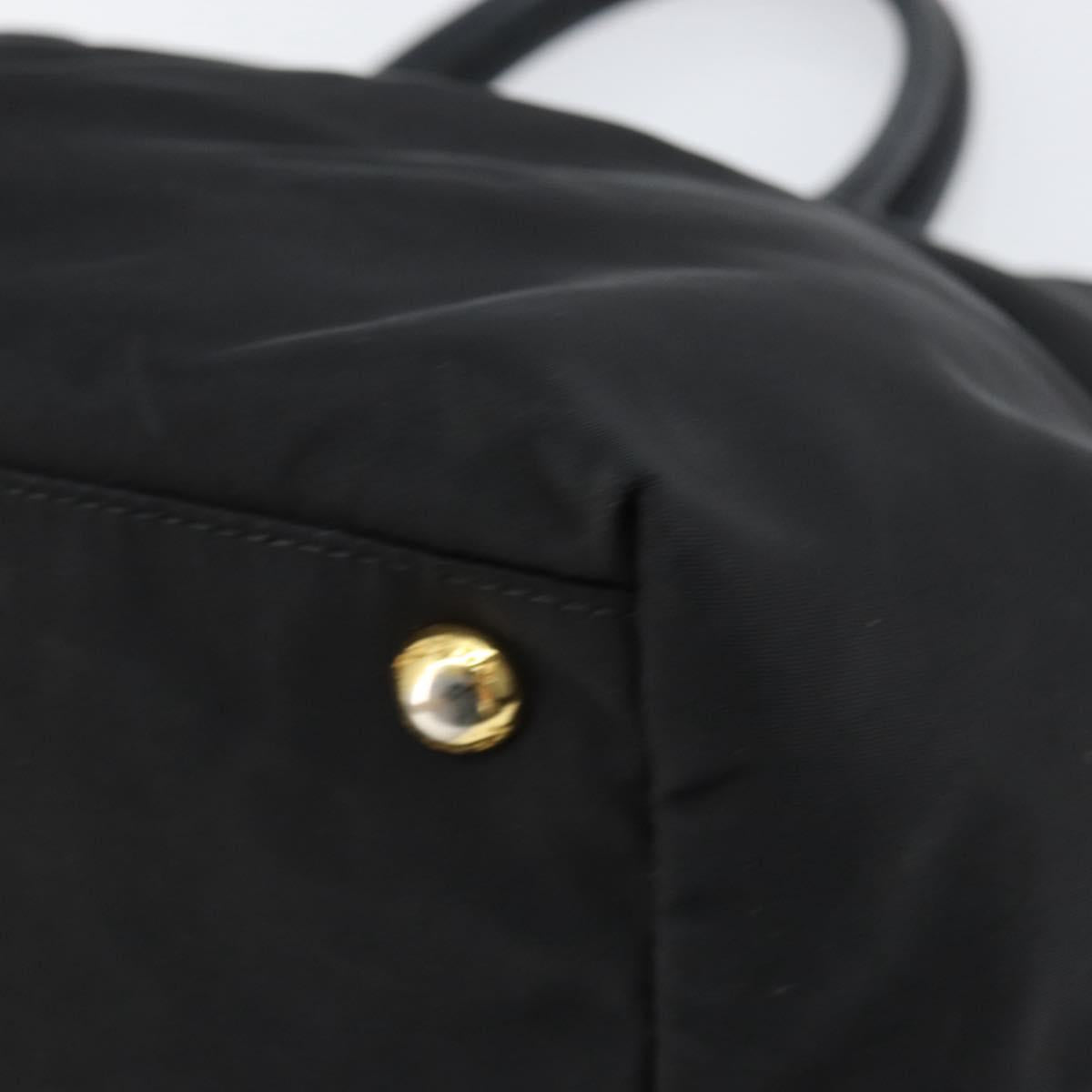 PRADA Hand Bag Nylon Black Gold Auth ep12082