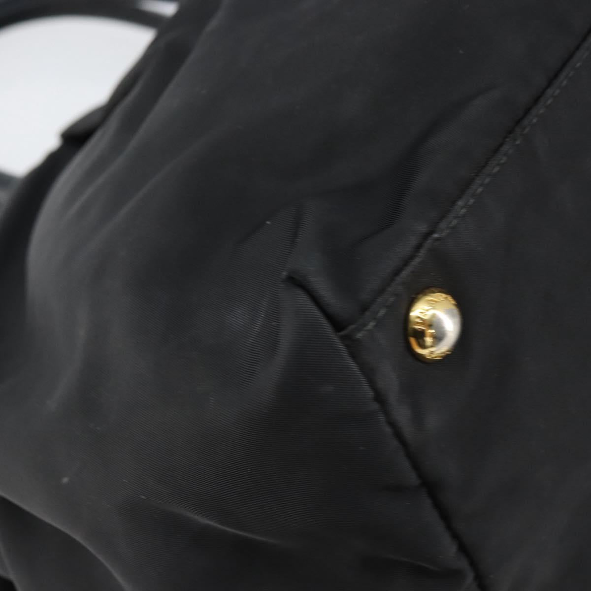 PRADA Hand Bag Nylon Black Gold Auth ep12082