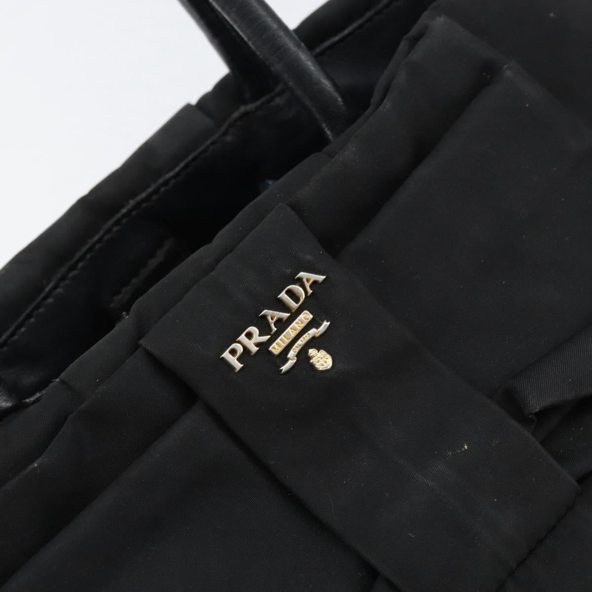 PRADA Hand Bag Nylon Black Gold Auth ep12082