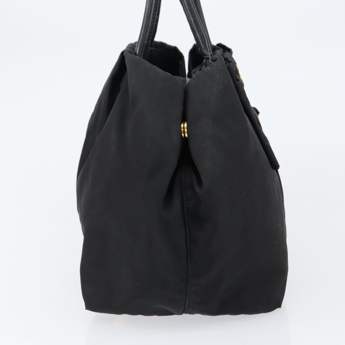 PRADA Hand Bag Nylon Black Gold Auth ep12082