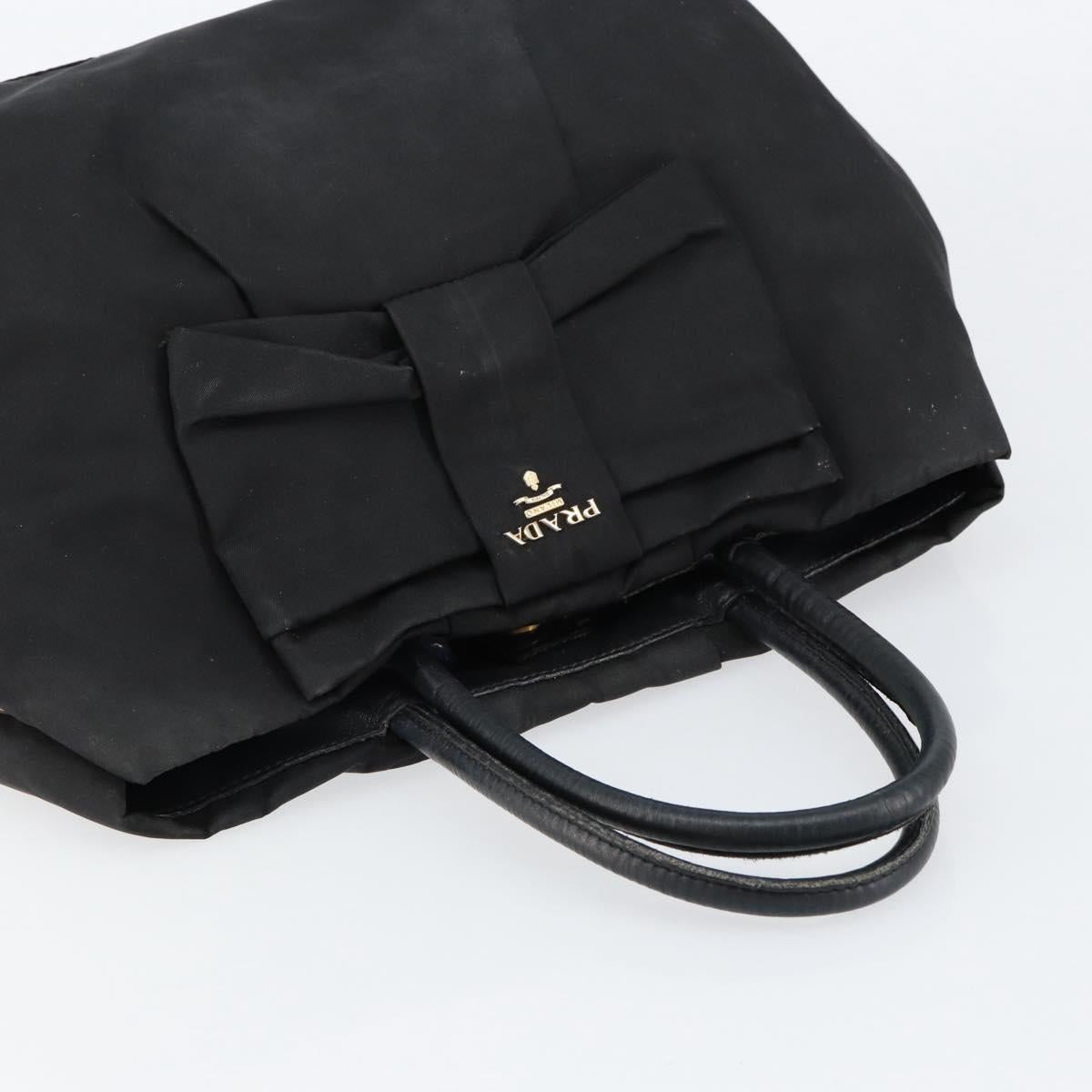 PRADA Hand Bag Nylon Black Gold Auth ep12082