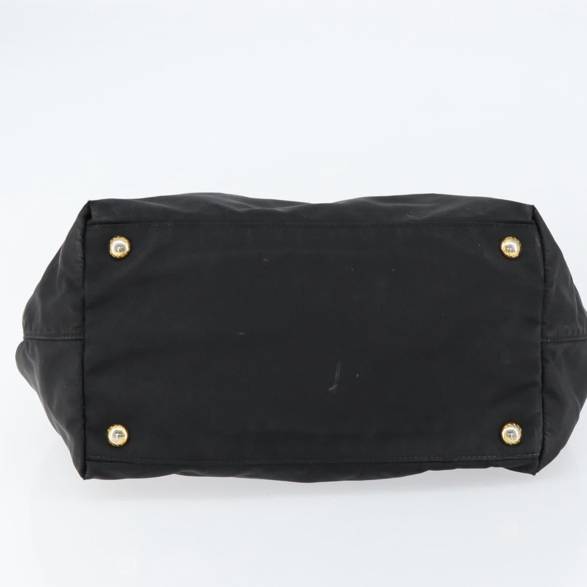 PRADA Hand Bag Nylon Black Gold Auth ep12082