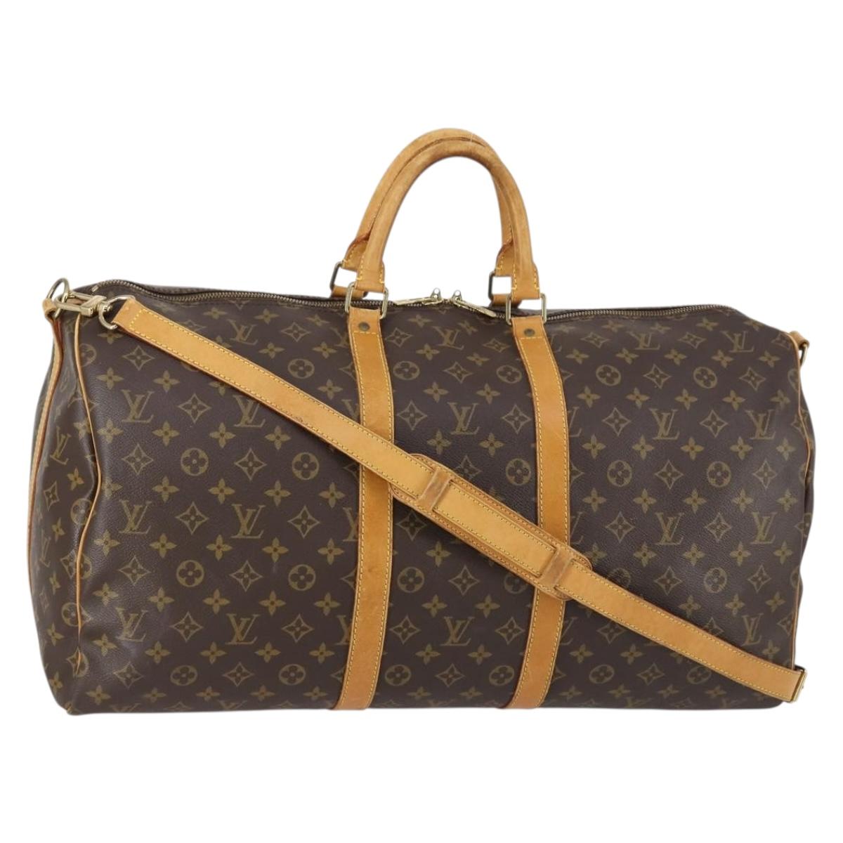 LOUIS VUITTON Monogram Keepall Bandouliere 55 Boston Bag M41414 LV Auth ep12087