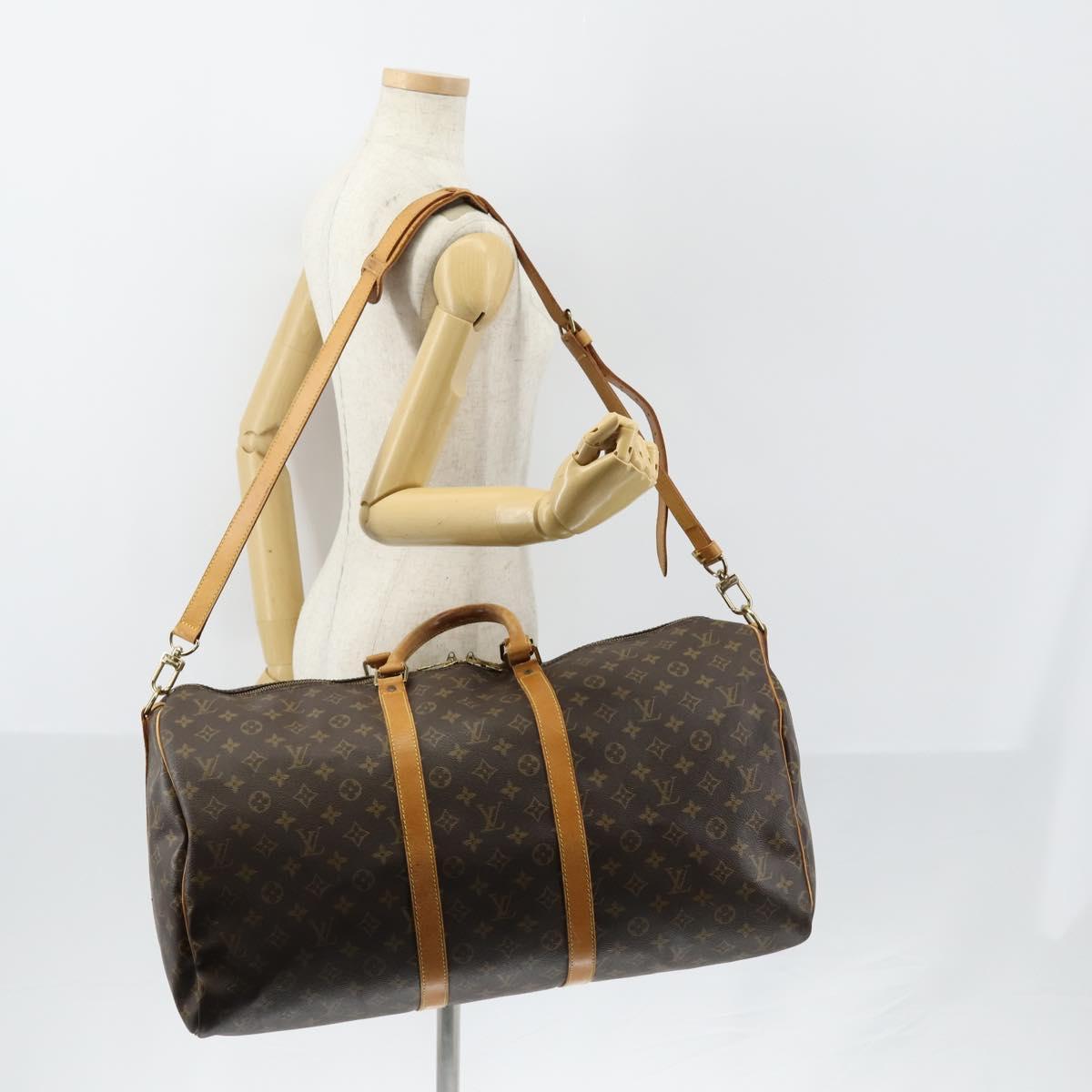LOUIS VUITTON Monogram Keepall Bandouliere 55 Boston Bag M41414 LV Auth ep12087