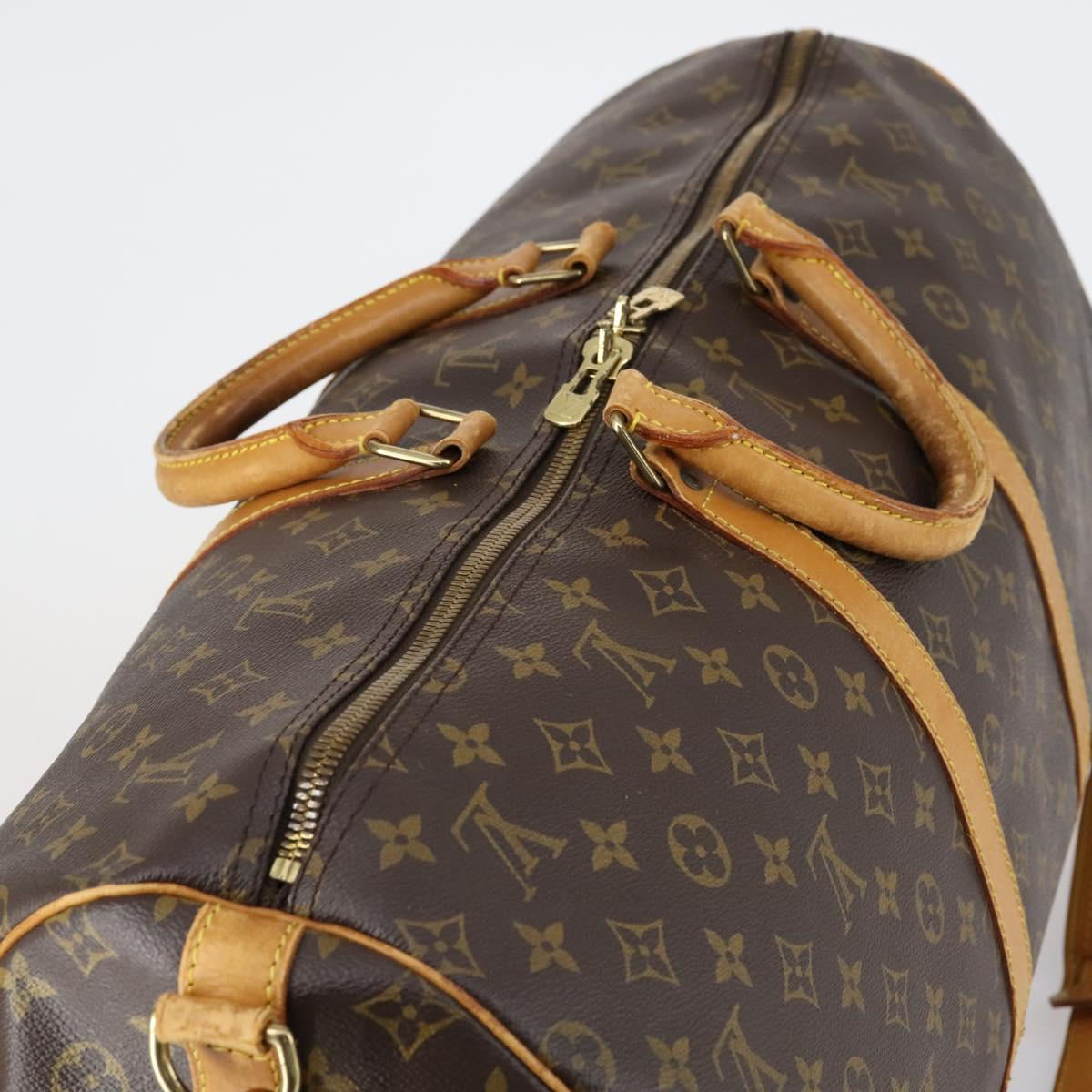 LOUIS VUITTON Monogram Keepall Bandouliere 55 Boston Bag M41414 LV Auth ep12087