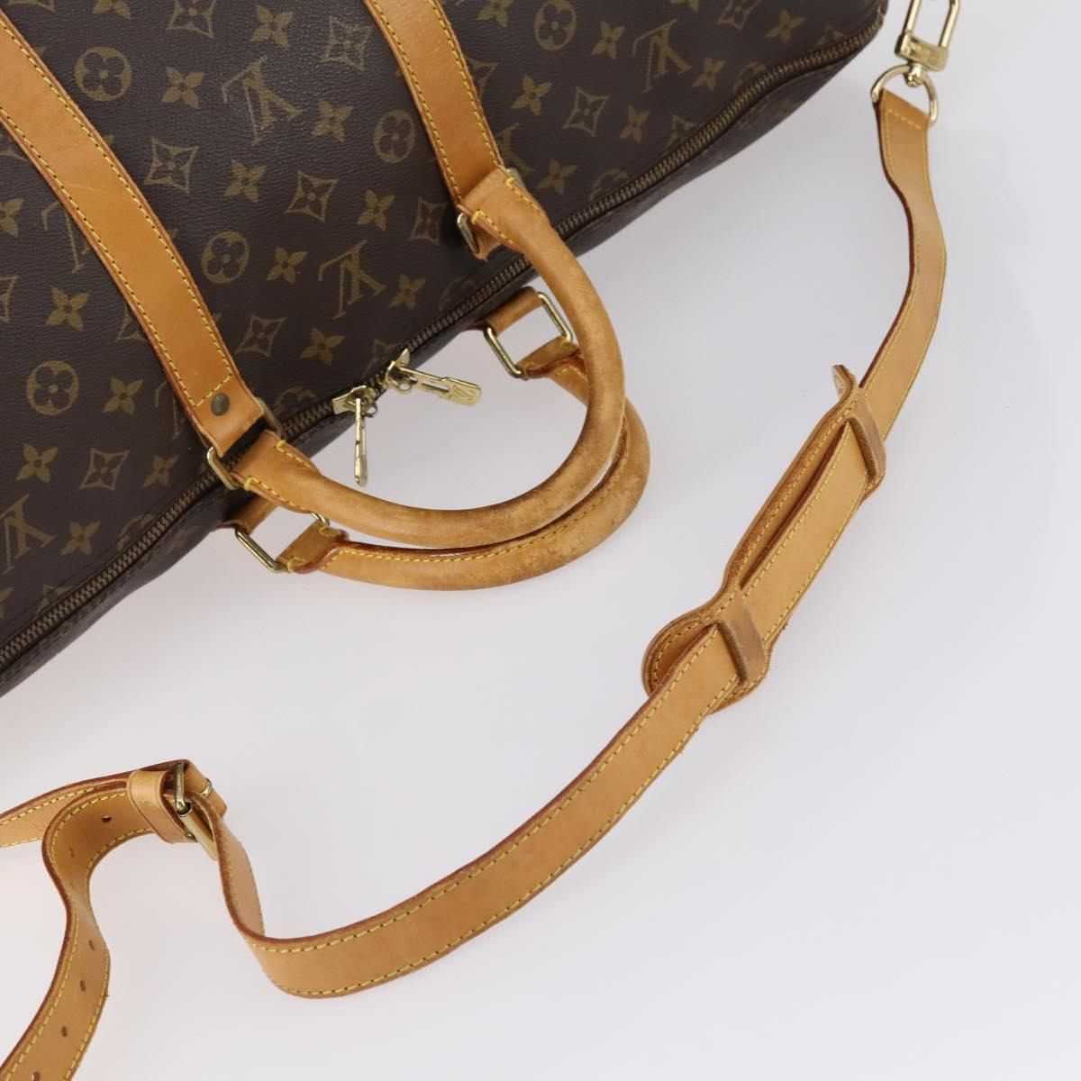 LOUIS VUITTON Monogram Keepall Bandouliere 55 Boston Bag M41414 LV Auth ep12087
