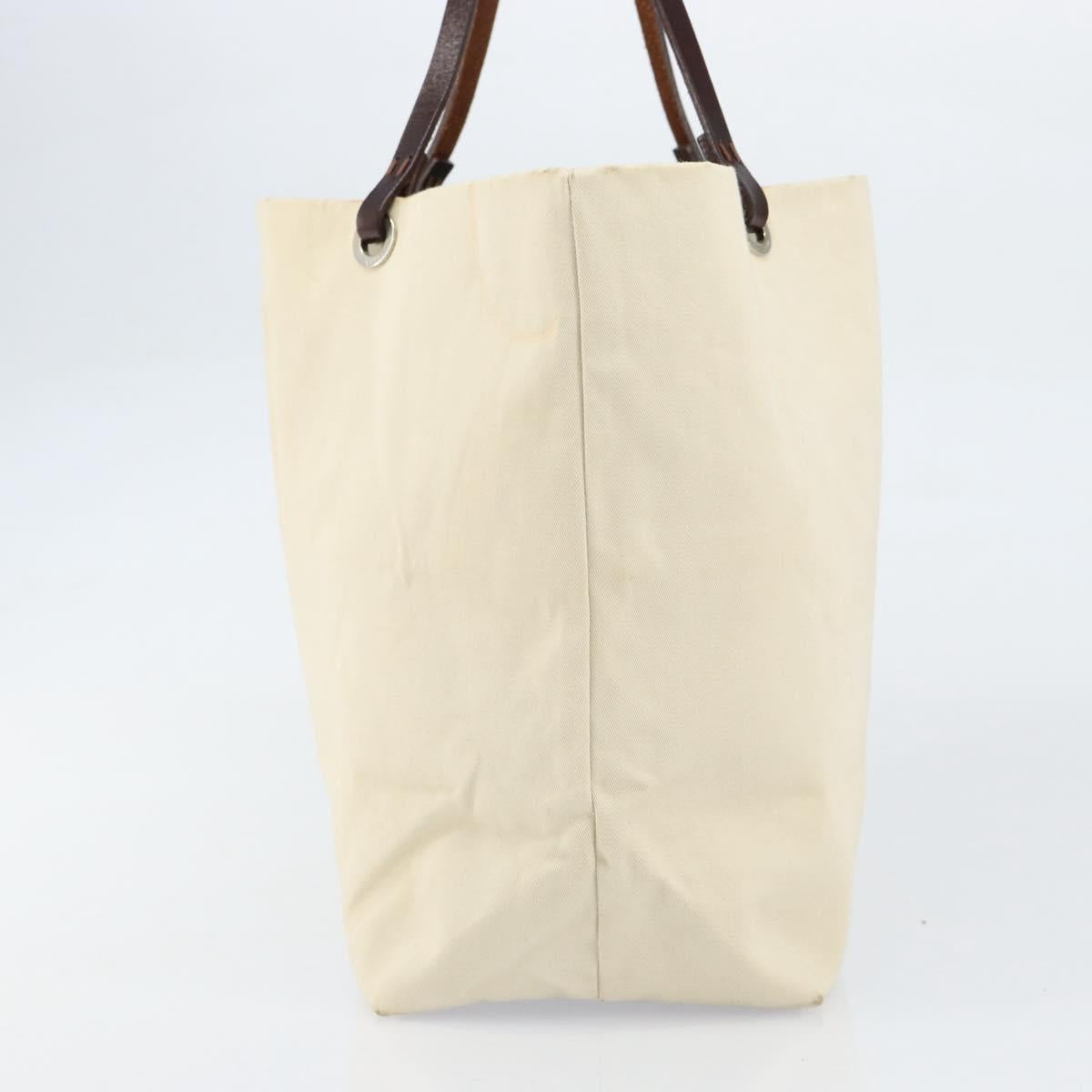 FENDI Hand Bag Canvas Ivory Auth ep12091