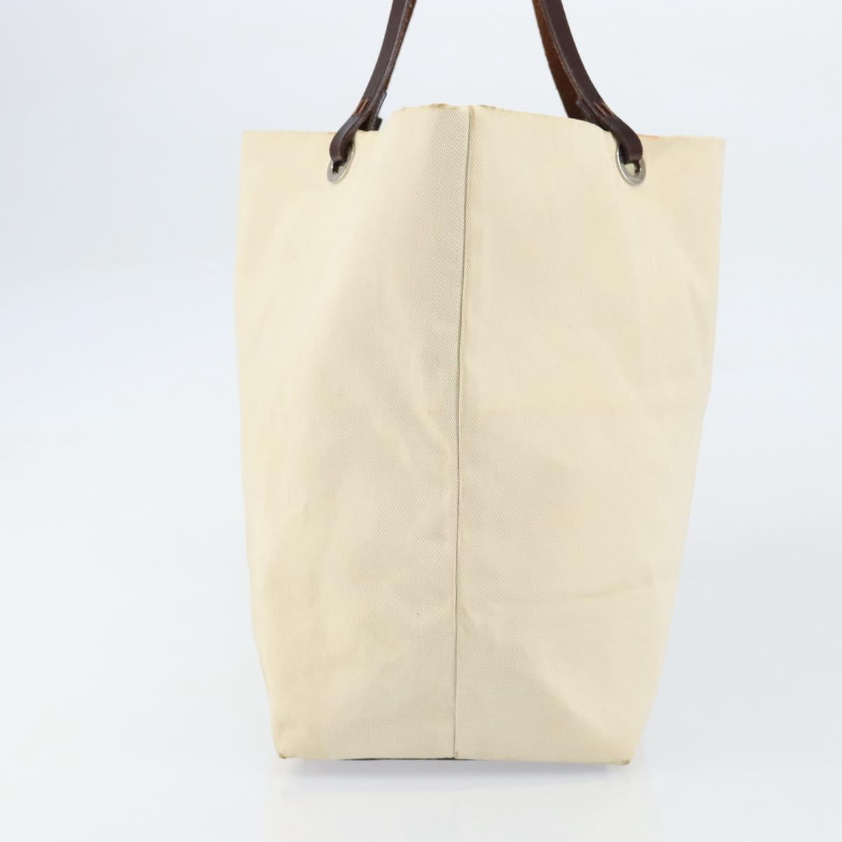 FENDI Hand Bag Canvas Ivory Auth ep12091