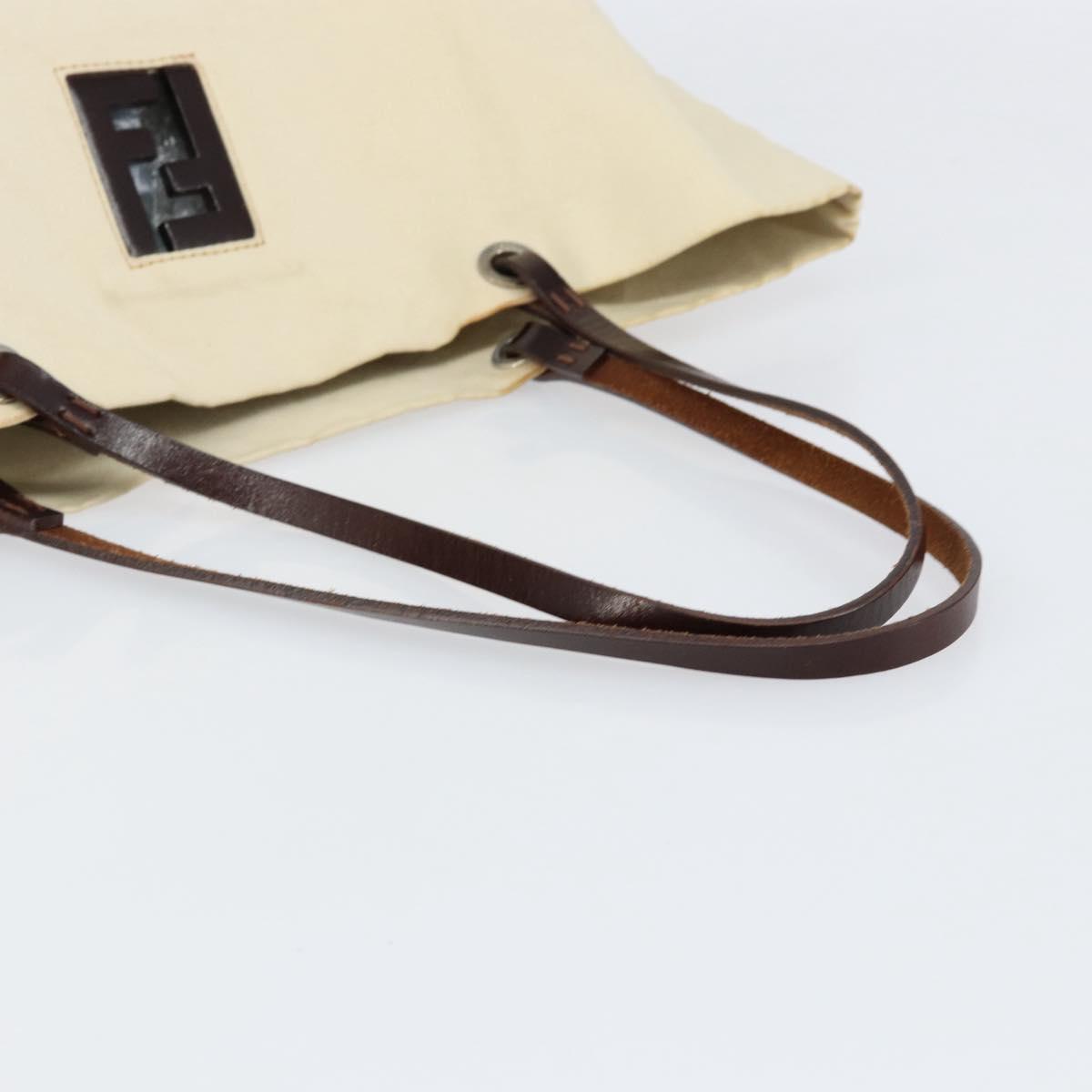 FENDI Hand Bag Canvas Ivory Auth ep12091