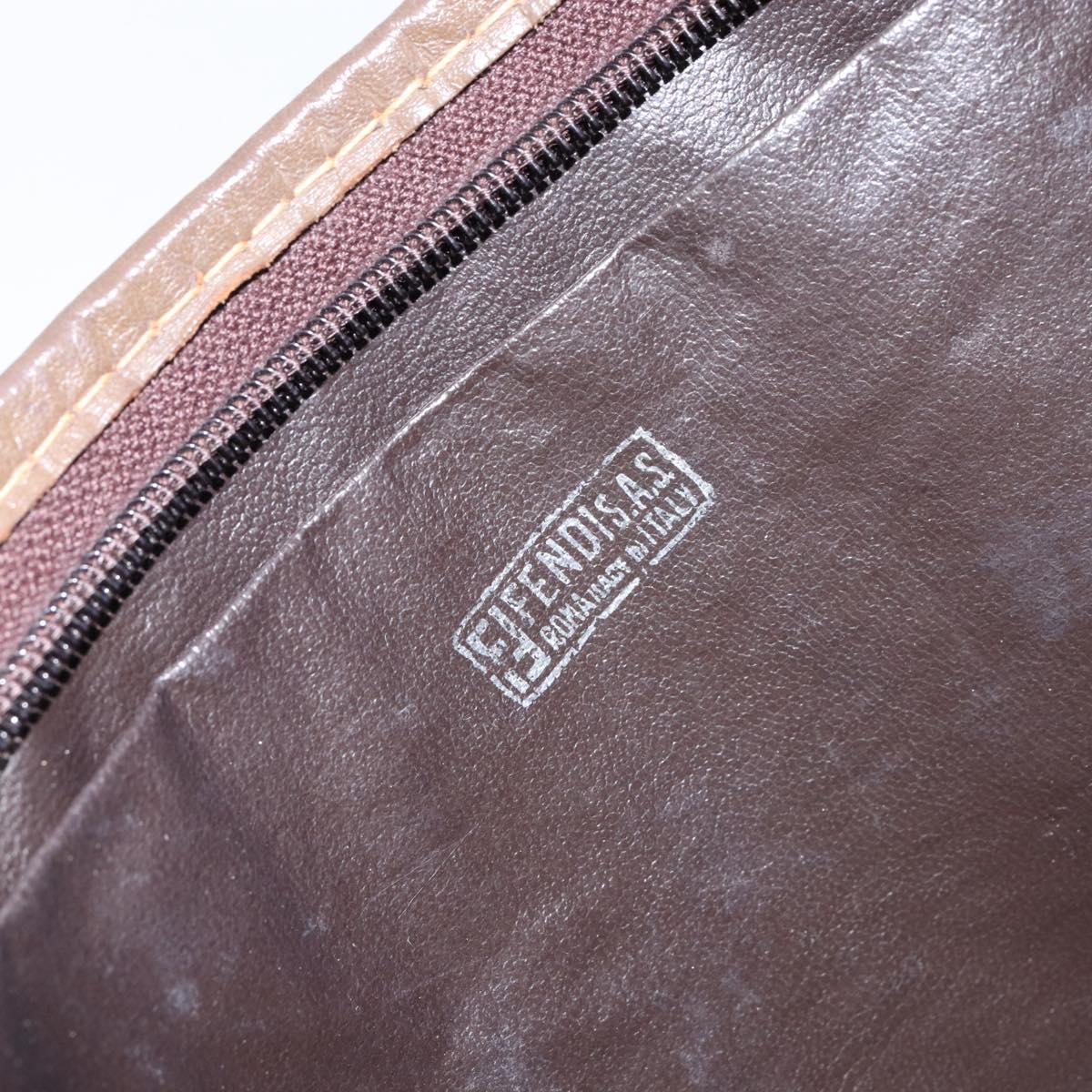 FENDI Zucchino Canvas Clutch Bag Beige Auth ep12093