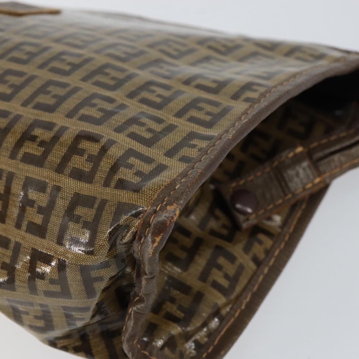 FENDI Zucchino Canvas Clutch Bag Beige Auth ep12093