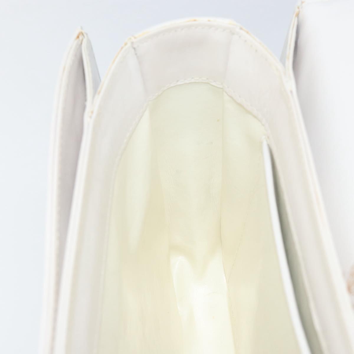 GUCCI Hand Bag Leather White Gold Auth ep12094