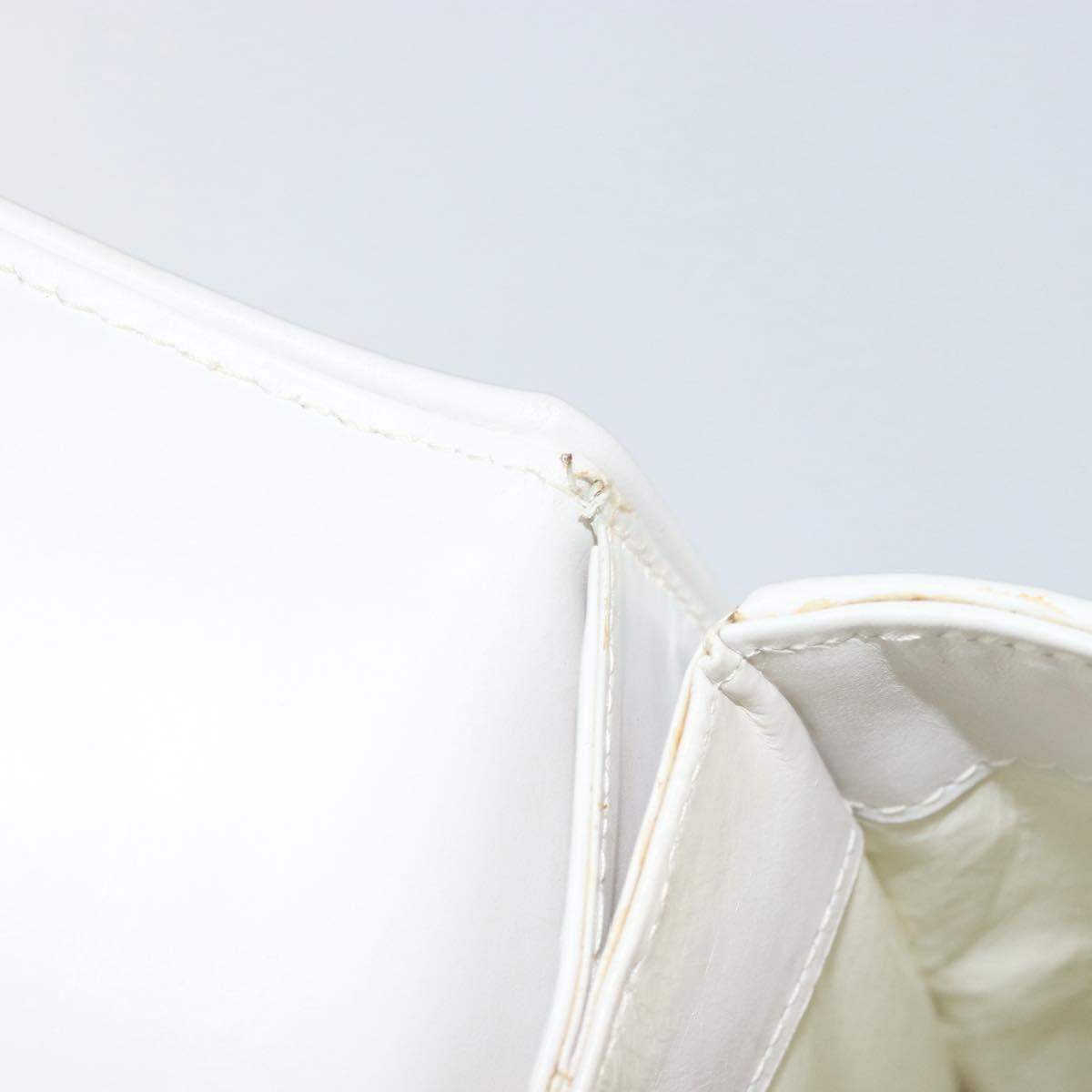 GUCCI Hand Bag Leather White Gold Auth ep12094