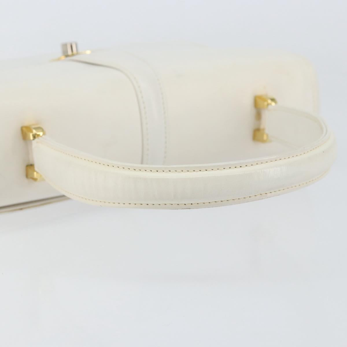 GUCCI Hand Bag Leather White Gold Auth ep12094