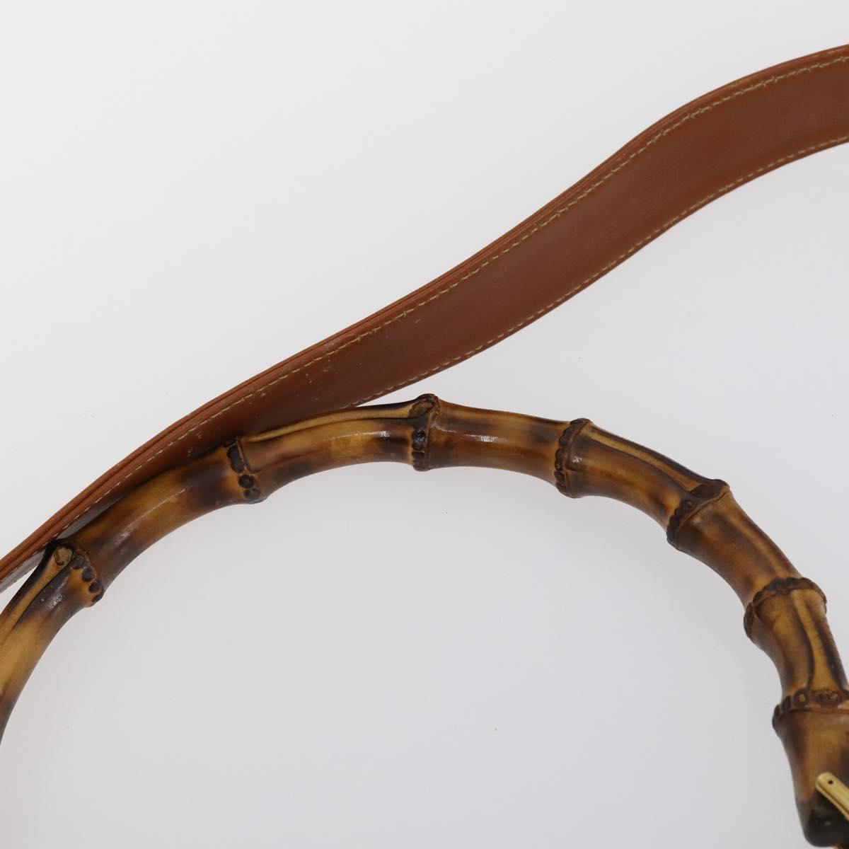 GUCCI Bamboo Shoulder Bag Leather 2way Brown Gold 001 2852 1577 0 Auth ep12095
