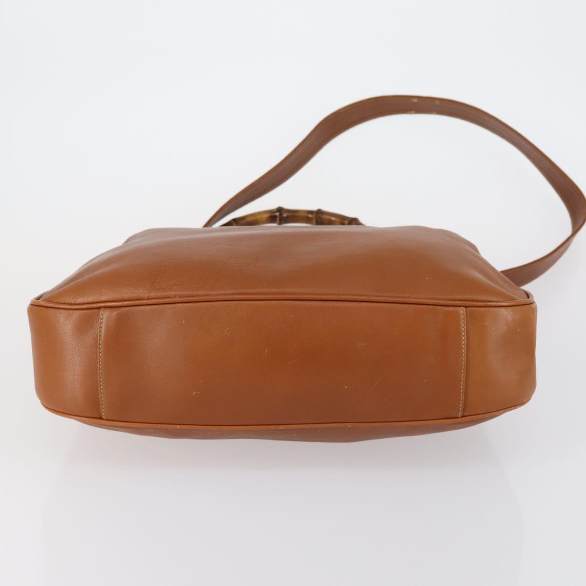 GUCCI Bamboo Shoulder Bag Leather 2way Brown Gold 001 2852 1577 0 Auth ep12095