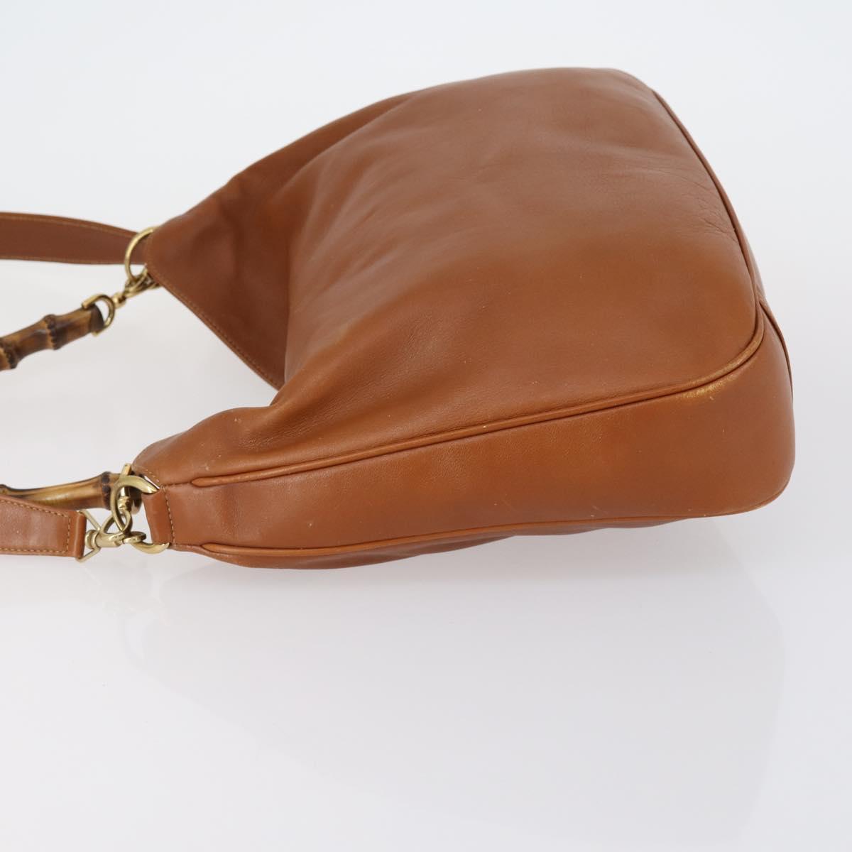GUCCI Bamboo Shoulder Bag Leather 2way Brown Gold 001 2852 1577 0 Auth ep12095