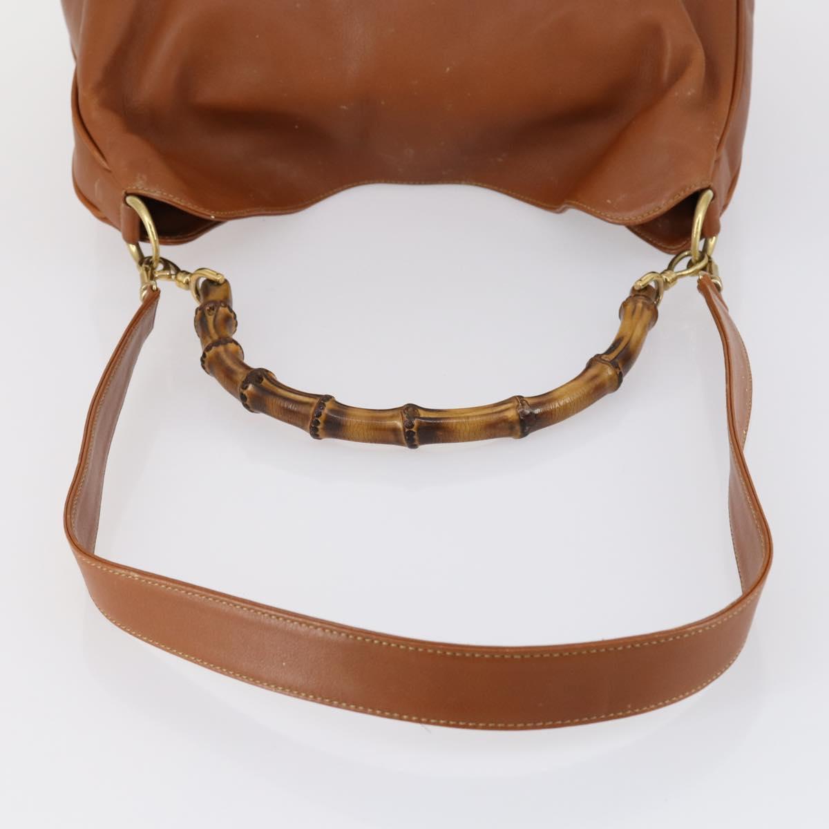 GUCCI Bamboo Shoulder Bag Leather 2way Brown Gold 001 2852 1577 0 Auth ep12095