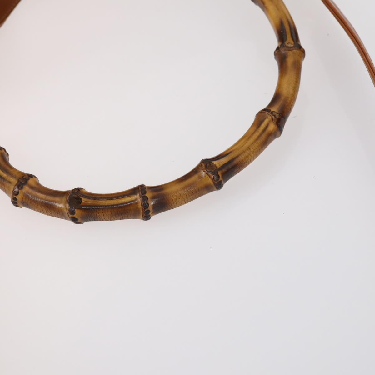 GUCCI Bamboo Shoulder Bag Leather 2way Brown Gold 001 2852 1577 0 Auth ep12095