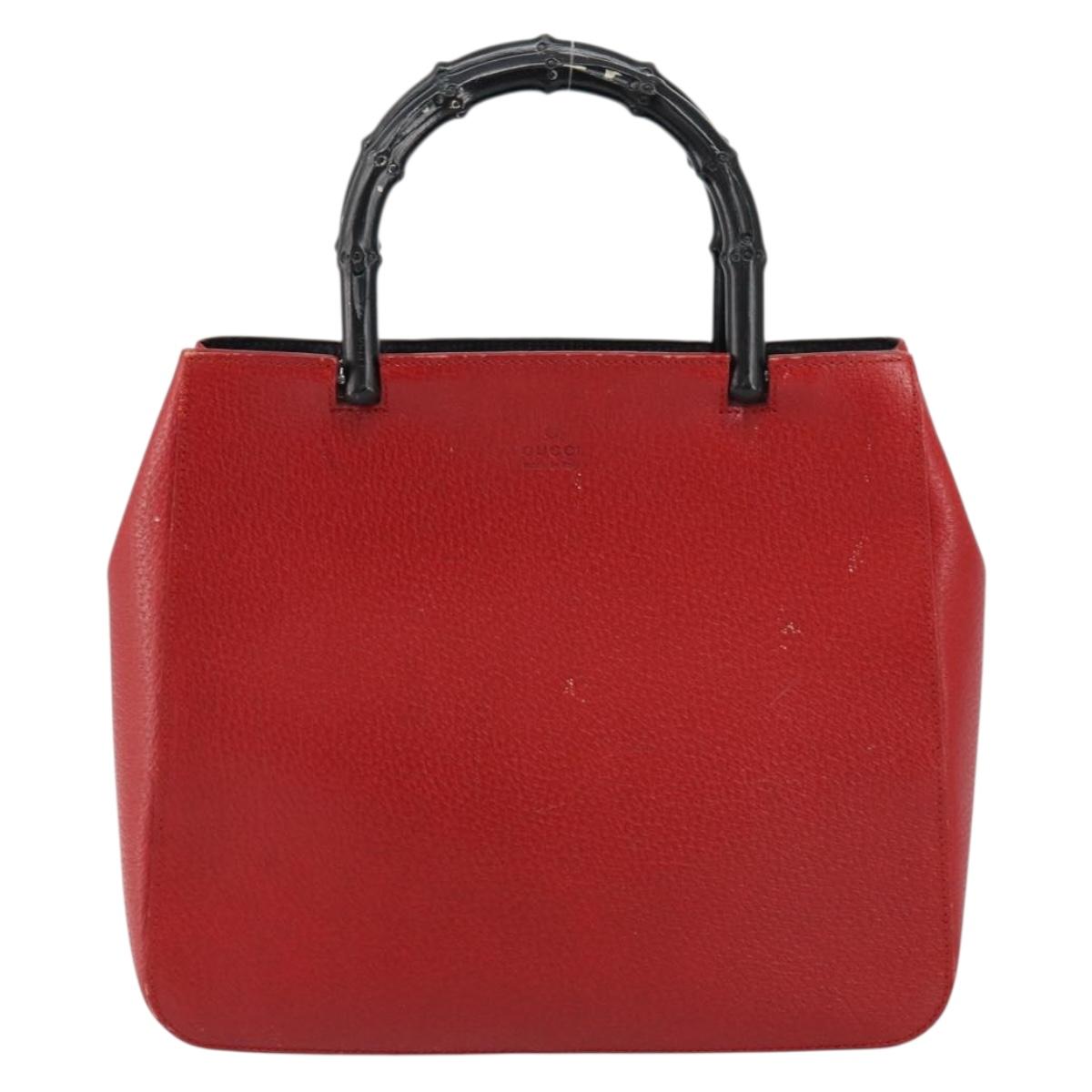GUCCI Bamboo Hand Bag Leather Red 002 1061 Auth ep12097