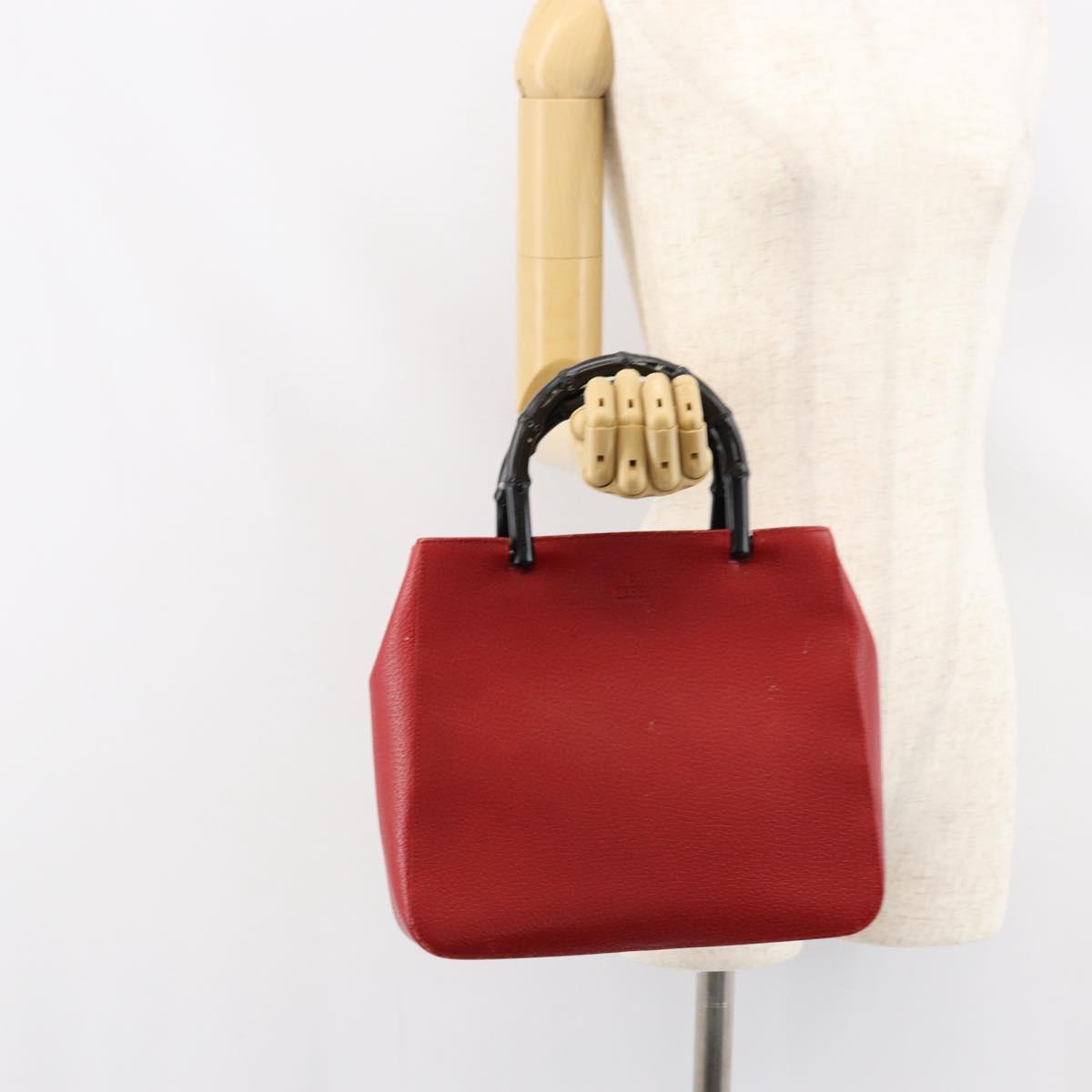 GUCCI Bamboo Hand Bag Leather Red 002 1061 Auth ep12097