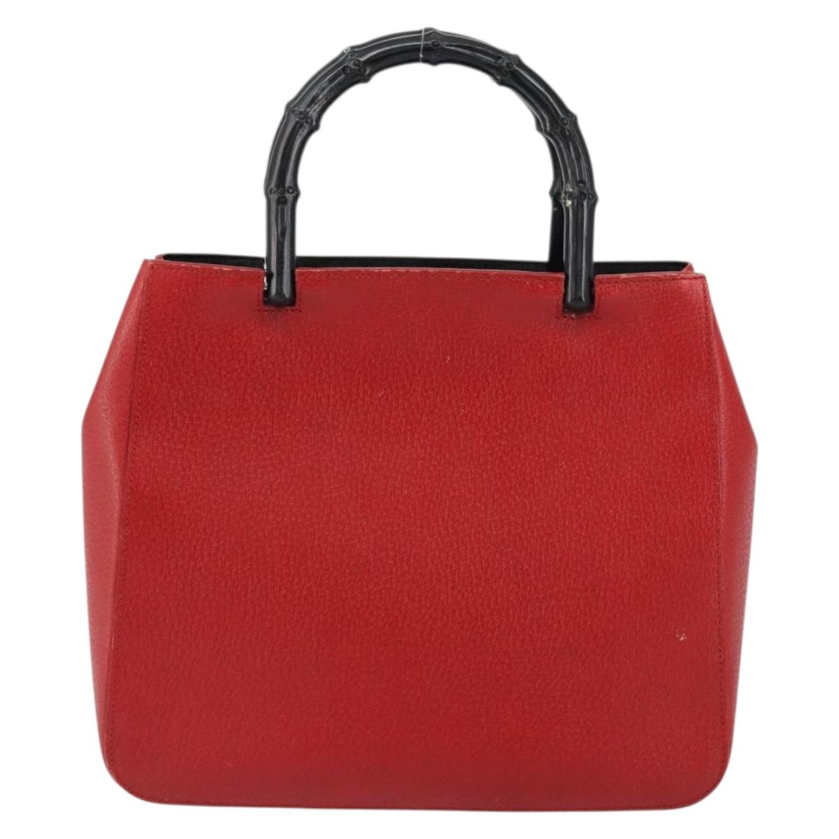 GUCCI Bamboo Hand Bag Leather Red 002 1061 Auth ep12097