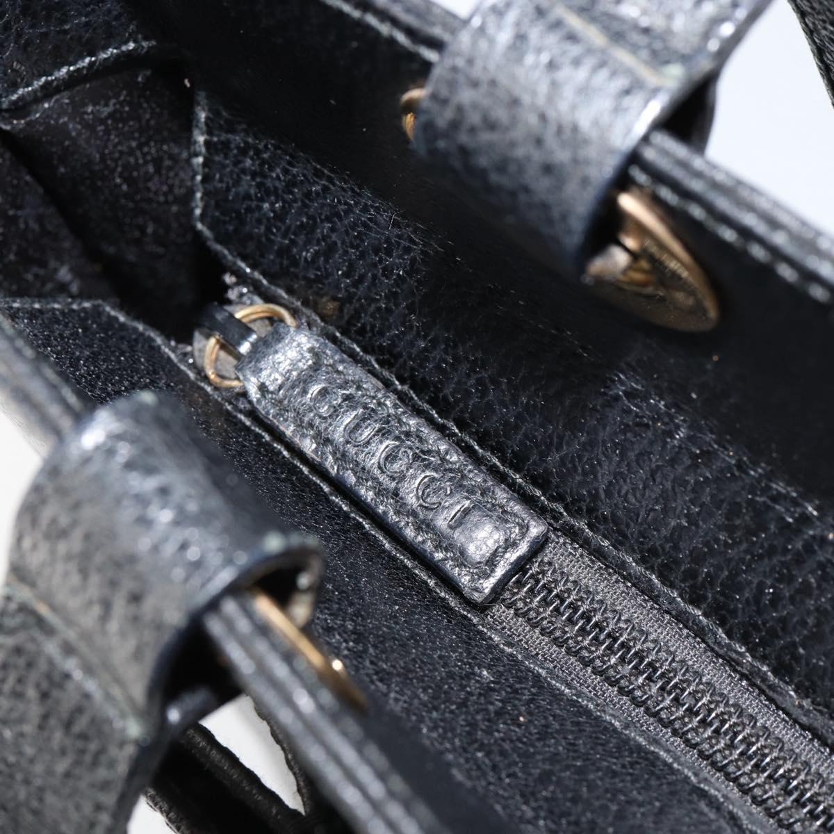 GUCCI Tote Bag Leather Black Gold 002 1817 0336 Auth ep12099