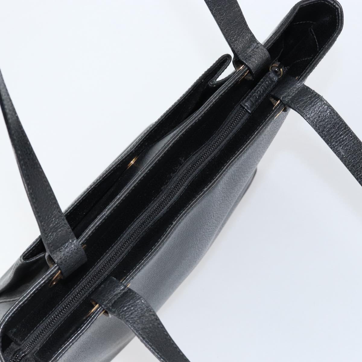 GUCCI Tote Bag Leather Black Gold 002 1817 0336 Auth ep12099