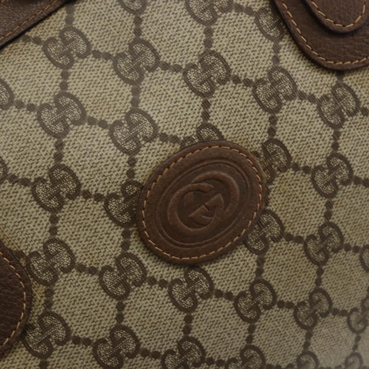 GUCCI GG Supreme Boston Bag PVC Beige Gold 002 123 0167 Auth ep12100