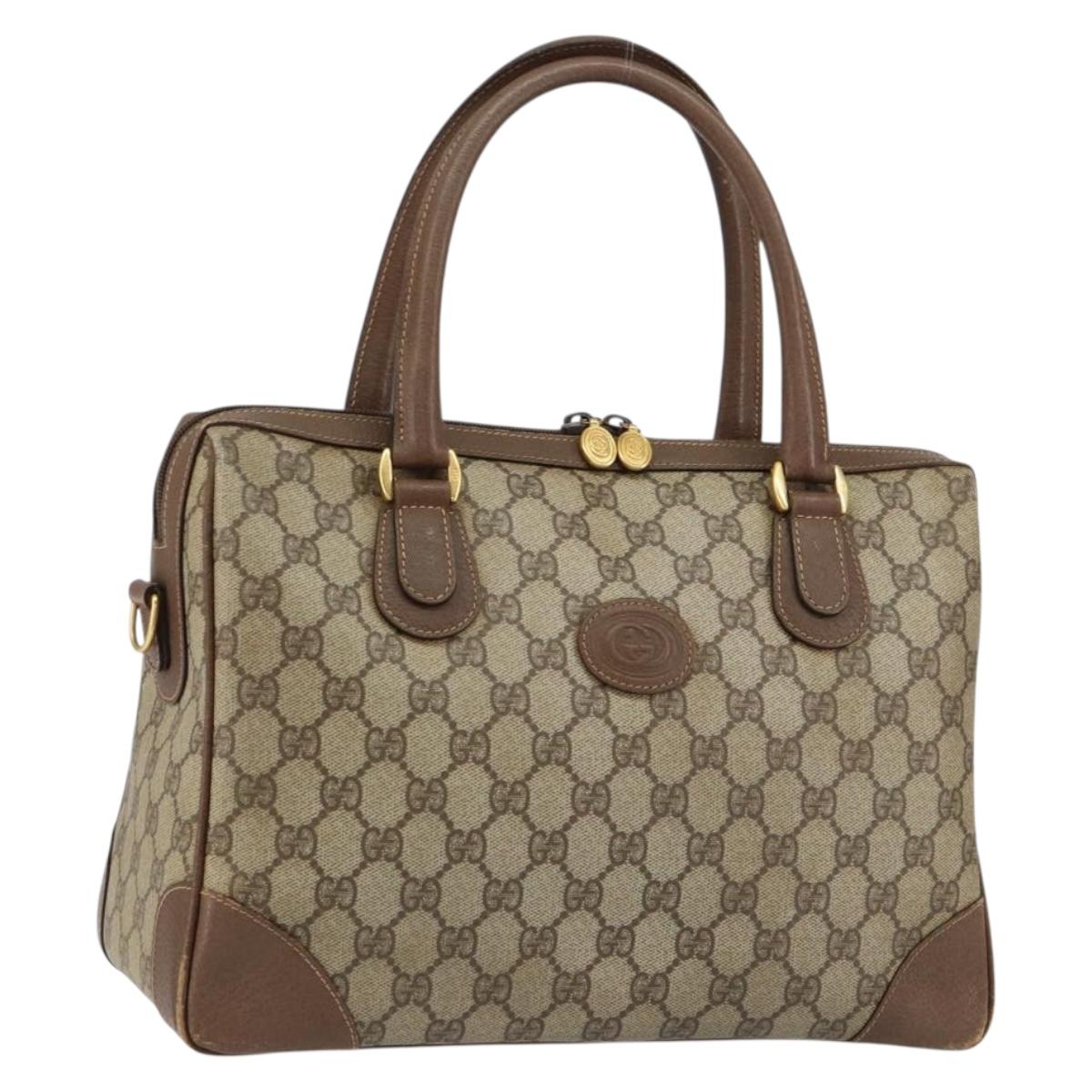GUCCI GG Supreme Boston Bag PVC Beige Gold 002 123 0167 Auth ep12100