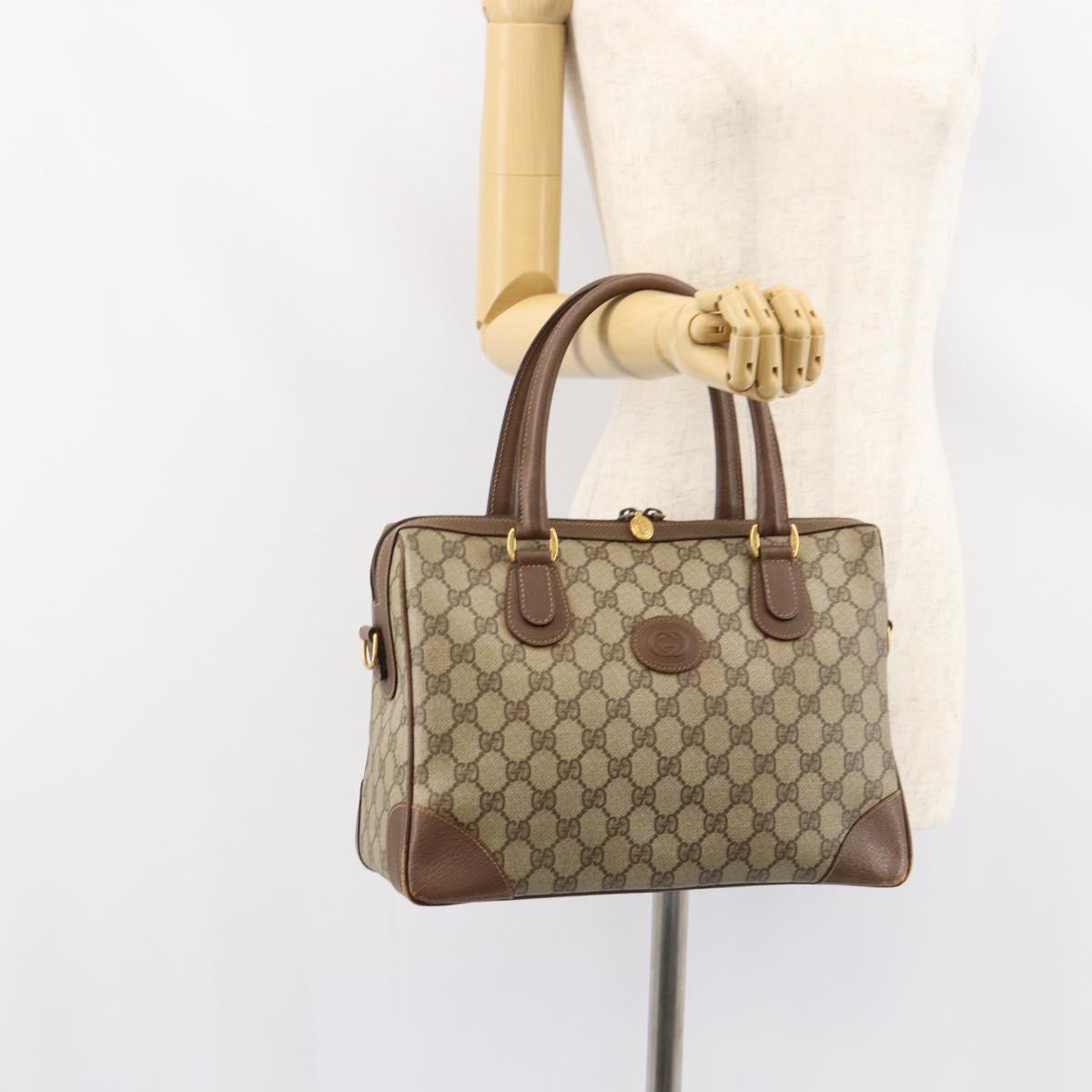 GUCCI GG Supreme Boston Bag PVC Beige Gold 002 123 0167 Auth ep12100