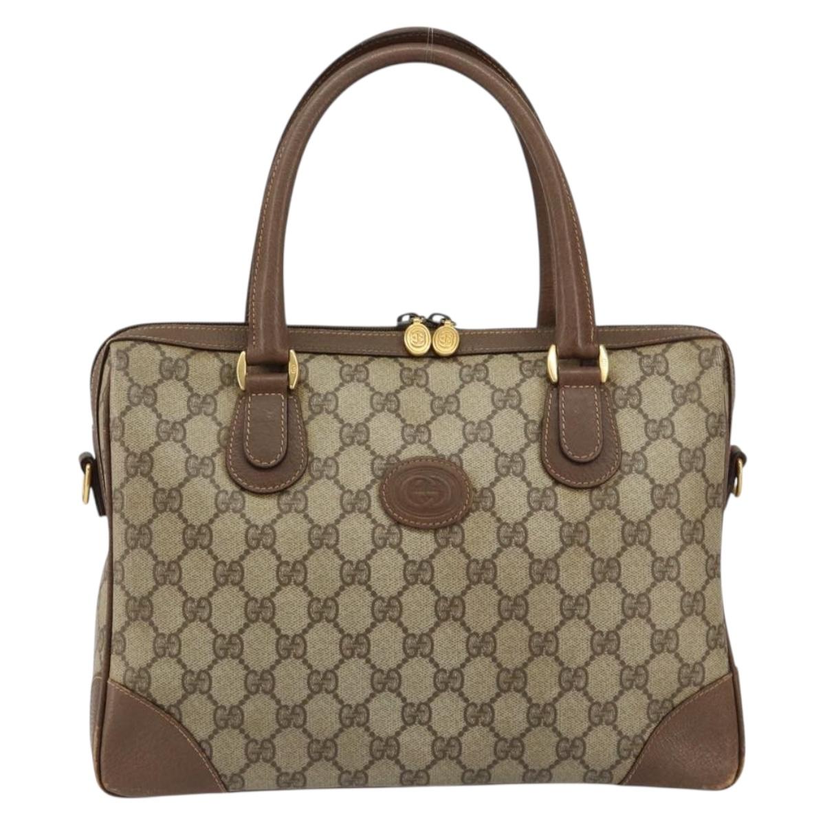 GUCCI GG Supreme Boston Bag PVC Beige Gold 002 123 0167 Auth ep12100