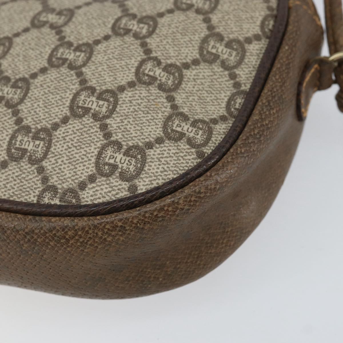 GUCCI GG Plus Supreme Shoulder Bag PVC Beige Gold Auth ep12104