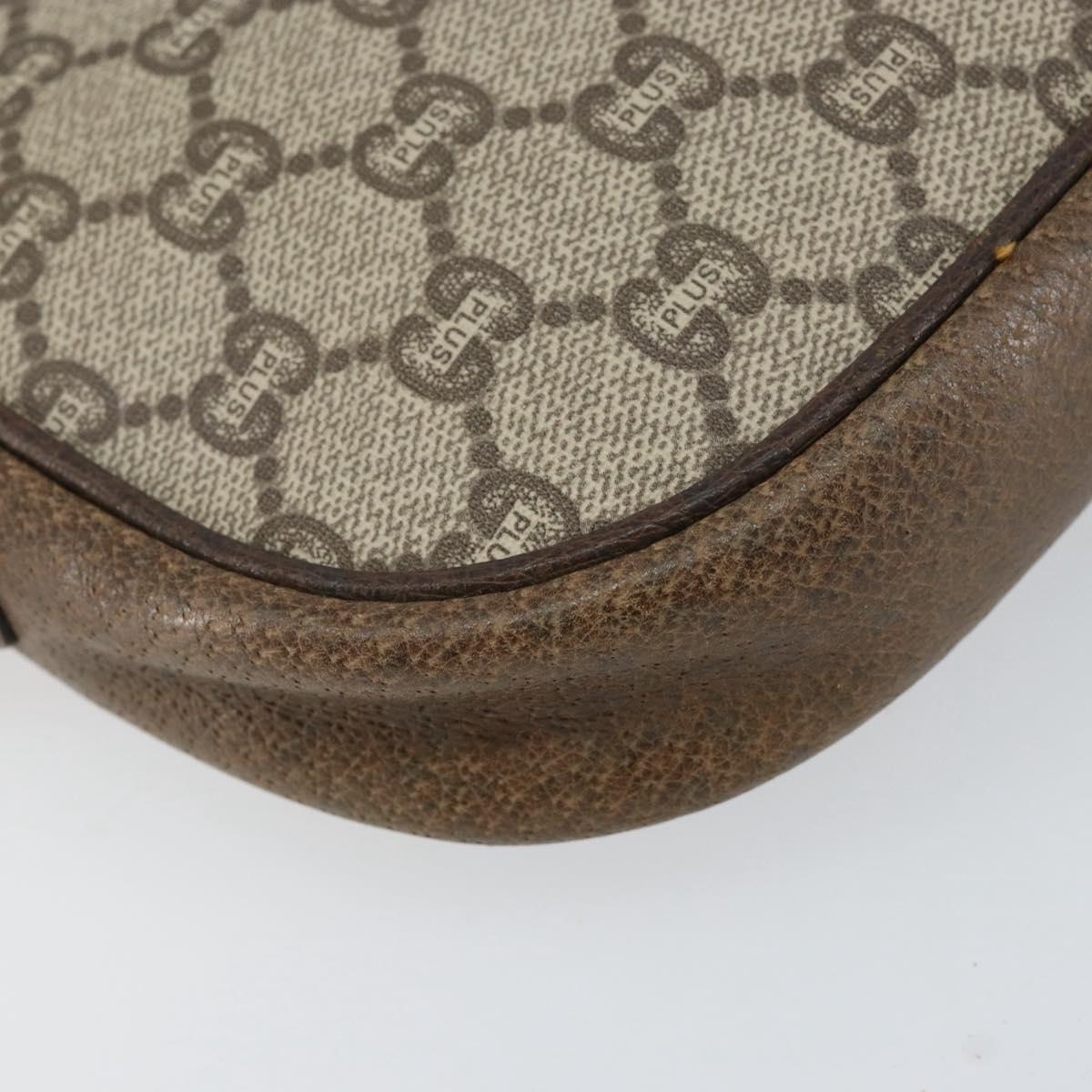 GUCCI GG Plus Supreme Shoulder Bag PVC Beige Gold Auth ep12104