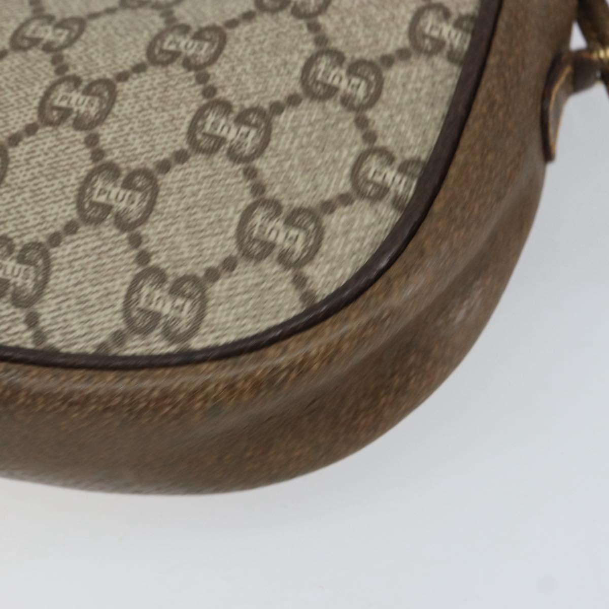 GUCCI GG Plus Supreme Shoulder Bag PVC Beige Gold Auth ep12104