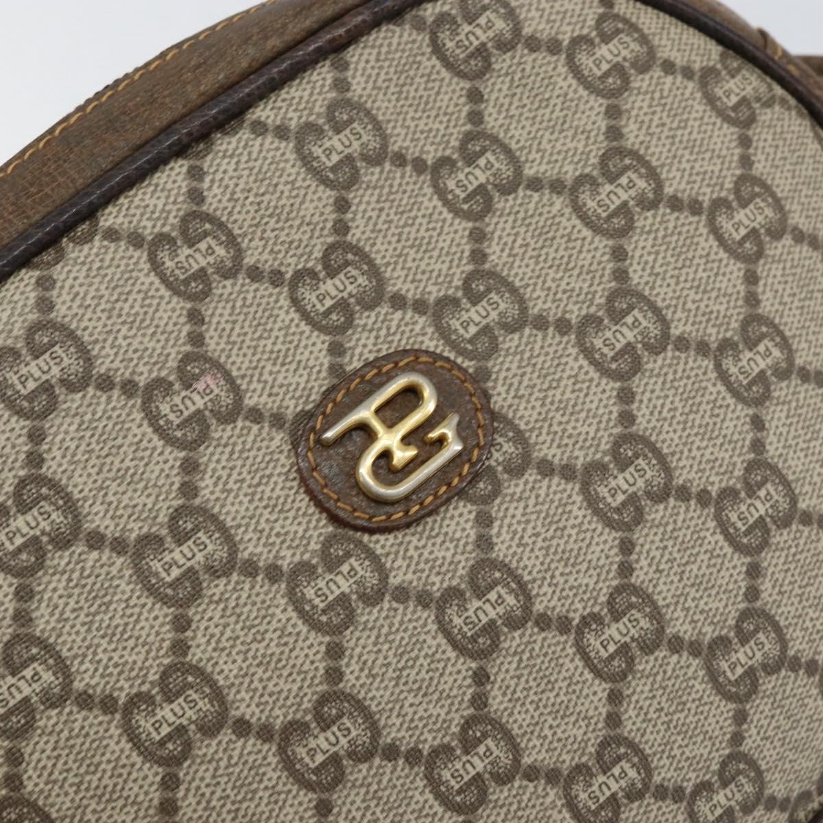 GUCCI GG Plus Supreme Shoulder Bag PVC Beige Gold Auth ep12104
