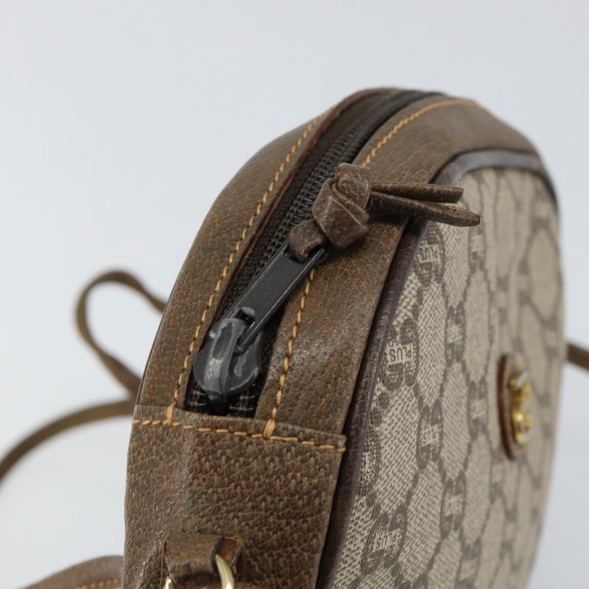 GUCCI GG Plus Supreme Shoulder Bag PVC Beige Gold Auth ep12104