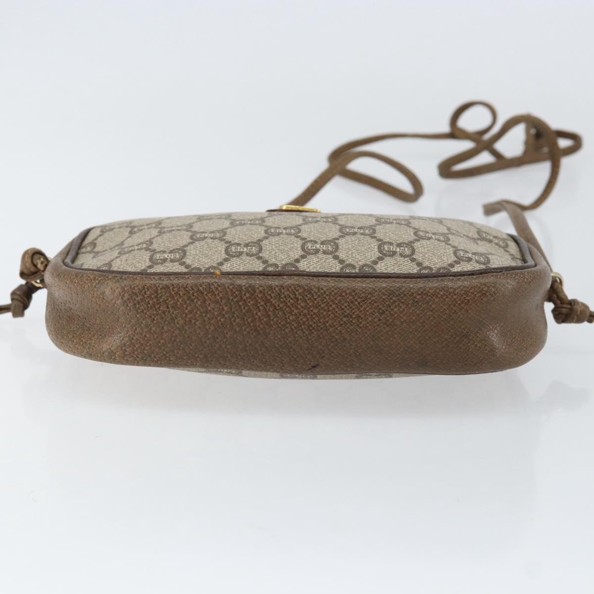 GUCCI GG Plus Supreme Shoulder Bag PVC Beige Gold Auth ep12104