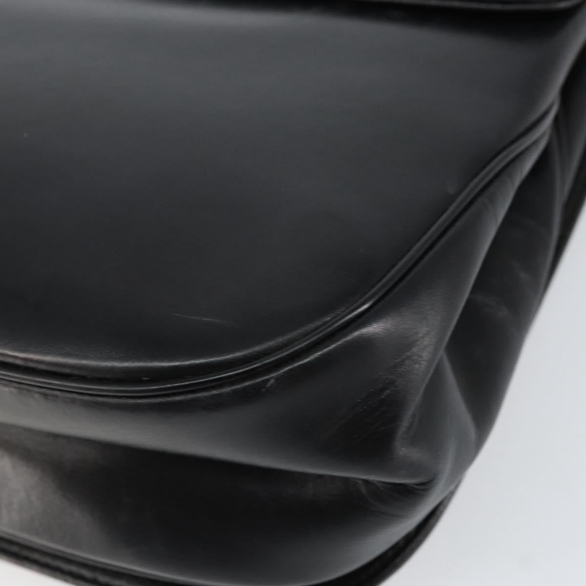 Christian Dior Chain Shoulder Bag Leather Black Gold Auth ep12110