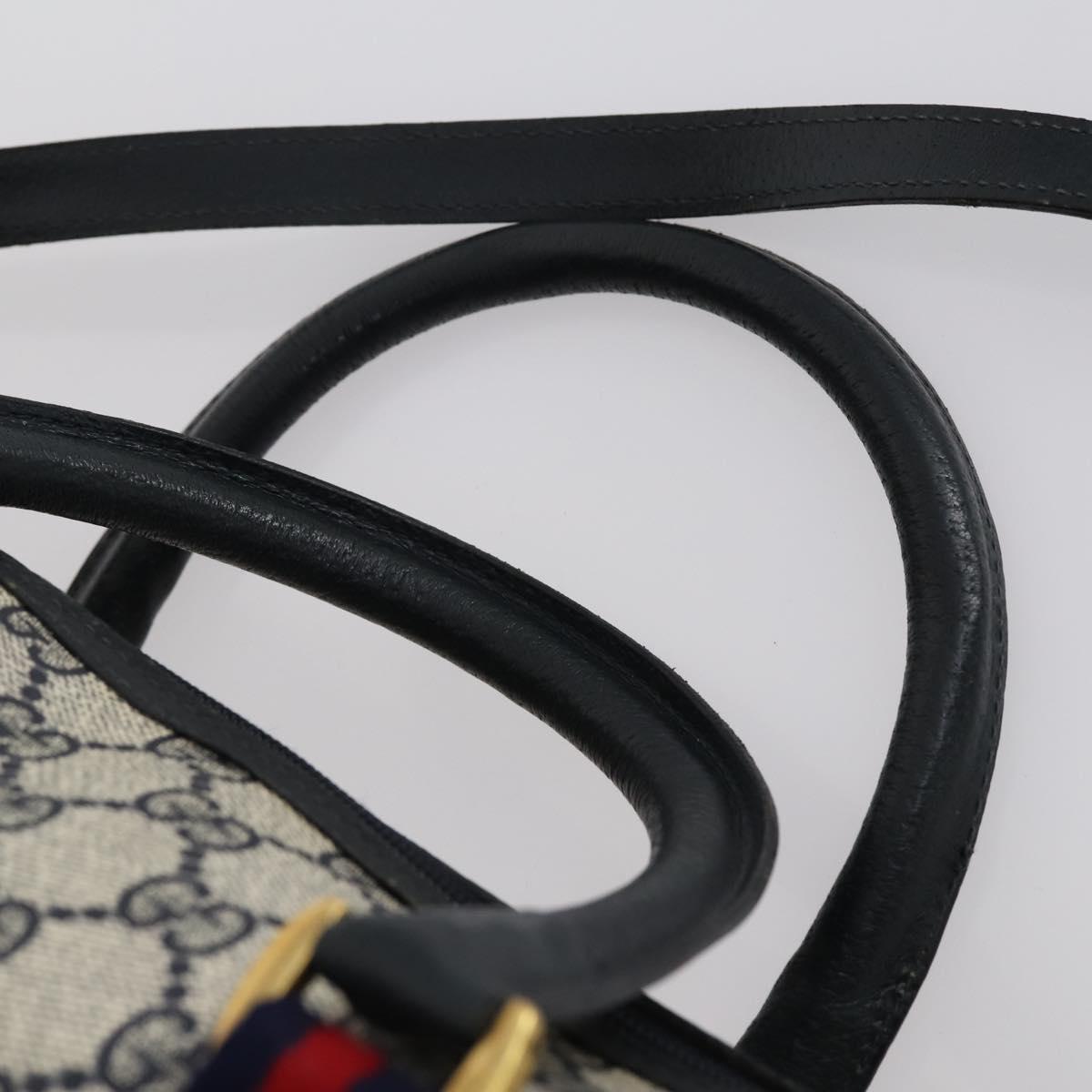 GUCCI GG Supreme Sherry Line Hand Bag PVC 2way Navy Red 39 02 041 Auth ep12116