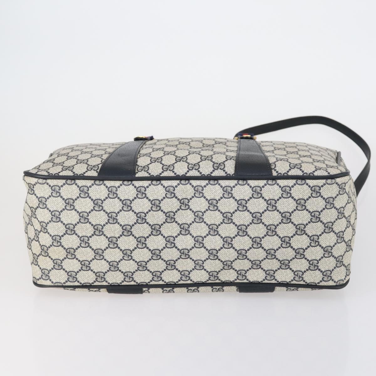 GUCCI GG Supreme Sherry Line Hand Bag PVC 2way Navy Red 39 02 041 Auth ep12116