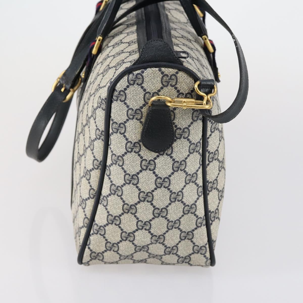 GUCCI GG Supreme Sherry Line Hand Bag PVC 2way Navy Red 39 02 041 Auth ep12116