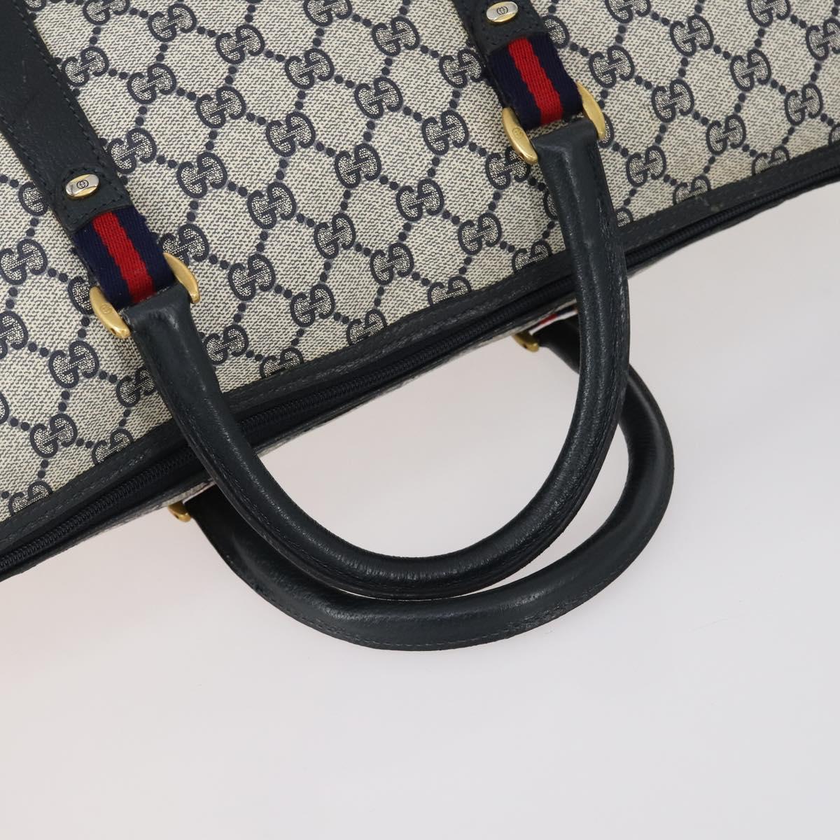 GUCCI GG Supreme Sherry Line Hand Bag PVC 2way Navy Red 39 02 041 Auth ep12116