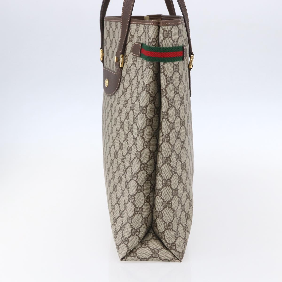 GUCCI GG Supreme Web Sherry Line Tote Bag PVC Beige 39 02 091 Auth ep12117
