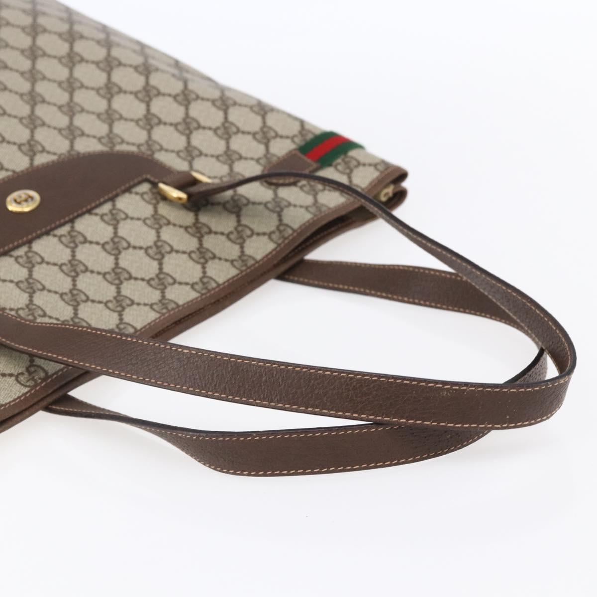 GUCCI GG Supreme Web Sherry Line Tote Bag PVC Beige 39 02 091 Auth ep12117